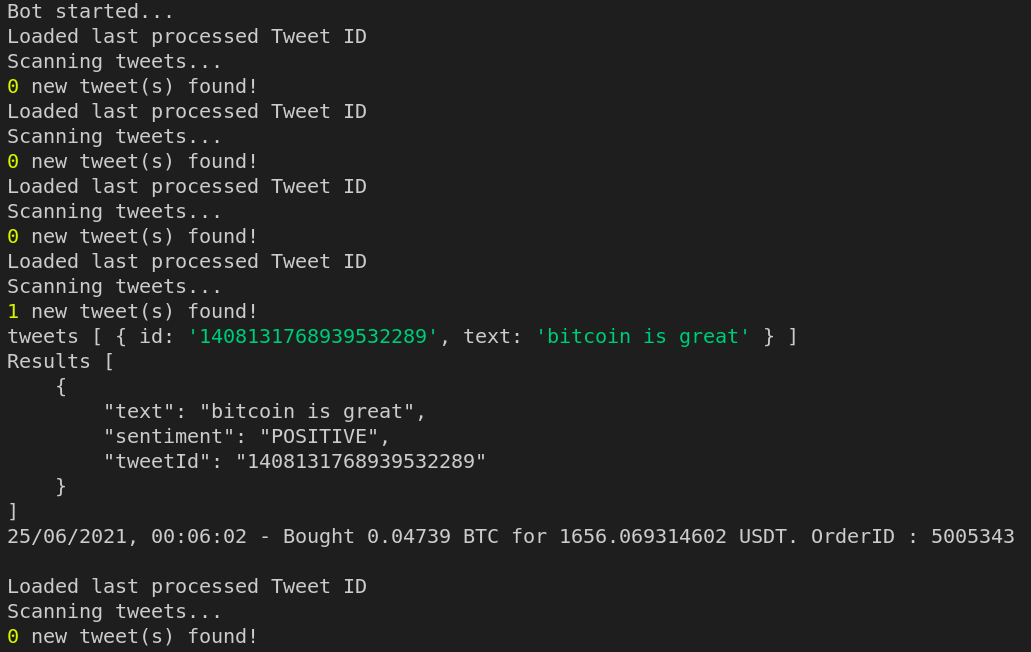 Trading Bot Output 1