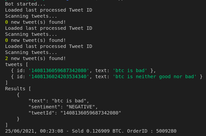 Trading Bot Output 2